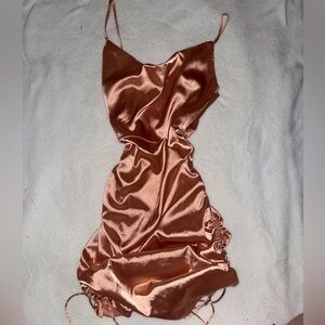 Pink cowl satin dress